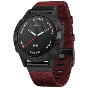 Đồng hồ thông minh Garmin Fenix 6, Sapphire, Black DLC with Heathered Red Nylon Band – Chính Hãng